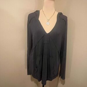 Listicle Boho Charcoal Raw seaming, V-Neck Hoodie, size M